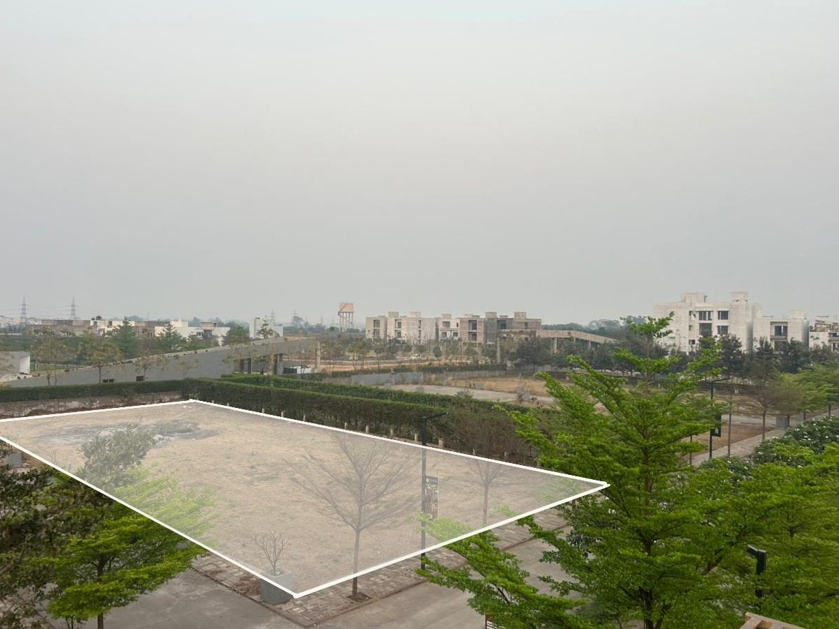 Aerial view of developed residential plots at Anandam World City